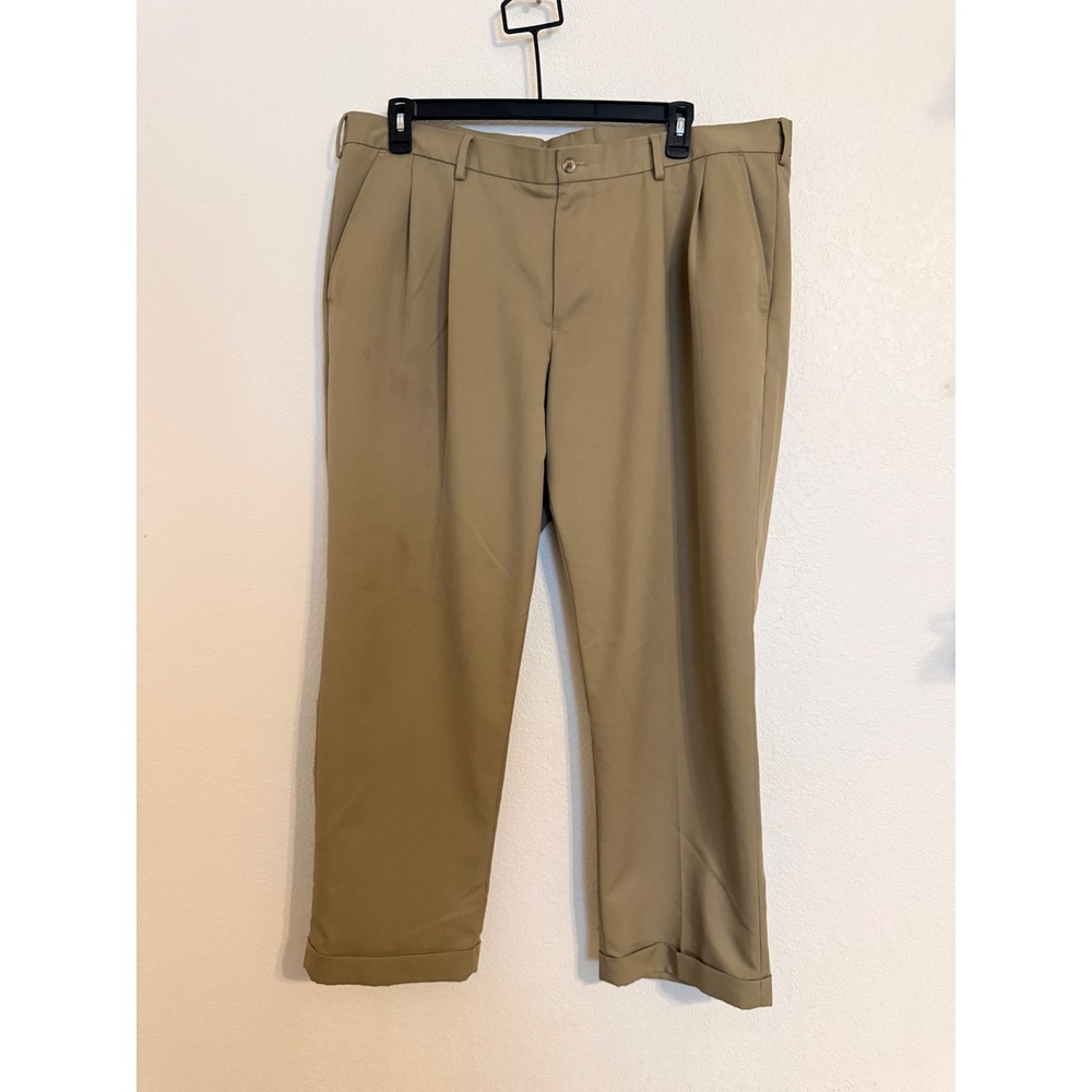 Van‎ Heusen Traveler Classic Men Khaki Pleated Dress Pants Size 40x30